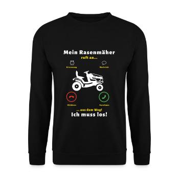 Mein Rasenmäher Ruft Lustiges Gärtner - Unisex Pullover - Schwarz - Vorne - Alina (178cm) & Michal (187cm)