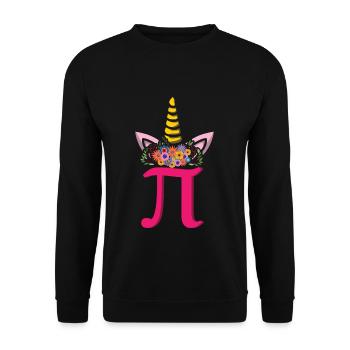 Unicorn March Math Holiday Mathematics Funny Pi - Unisex Sweatshirt - black - Front - Alina (178cm) & Michal (187cm)