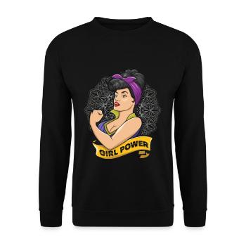 Power International Womens Day Mädchen Feministin - Unisex Pullover - Schwarz - Vorne - Alina (178cm) & Michal (187cm)
