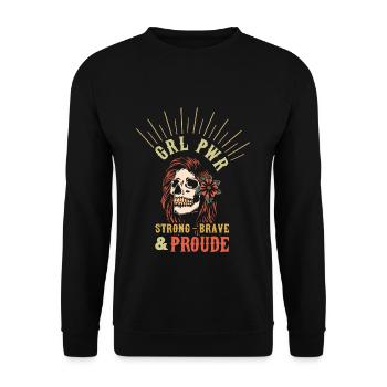 Power Internationaler Frauentag Mädchen Skelett - Unisex Pullover - Schwarz - Vorne - Alina (178cm) & Michal (187cm)