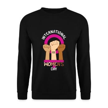 International Womens Day Support Women Fist - Unisex Sweatshirt - black - Front - Alina (178cm) & Michal (187cm)