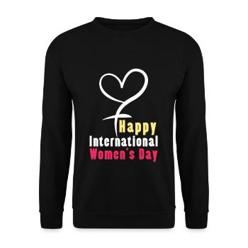 Bonne Journée internationale de la femme 8 mars Féministe - Sweat-shirt Unisexe - noir - Devant - Alina (178cm) & Michal (187cm)
