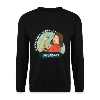 International Womens Day Everyday Girl - Unisex Sweatshirt - black - Front - Alina (178cm) & Michal (187cm)