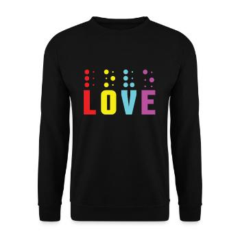 Love Braille Alphabet Braille Language Retro - Unisex Pullover - Schwarz - Vorne - Alina (178cm) & Michal (187cm)