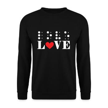 Liebe Braille Alphabet Braille Sprache Herz - Unisex Pullover - Schwarz - Vorne - Alina (178cm) & Michal (187cm)