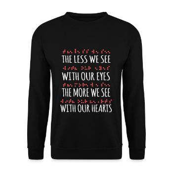 Less We See Eyes More Heart Love Braille Alphabet - Unisex Sweatshirt - black - Front - Alina (178cm) & Michal (187cm)
