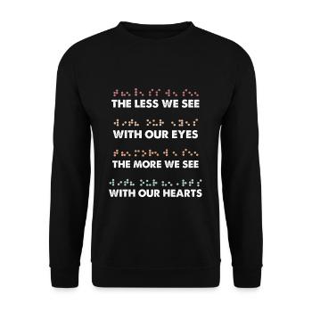 Less See Eyes More Heart Braille Alphabet Vintage - Unisex Sweatshirt - black - Front - Alina (178cm) & Michal (187cm)