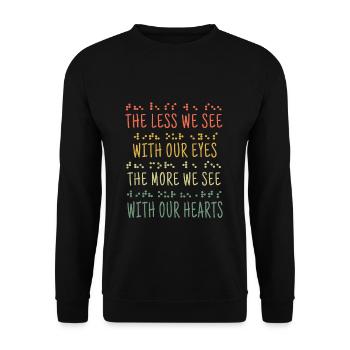 Less See Eyes More Heart Retro Alphabet Braille - Unisex Sweatshirt - black - Front - Alina (178cm) & Michal (187cm)