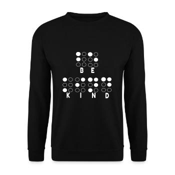 Freundliche Freundlichkeit Braille-Alphabet Braille-Sprache - Unisex Pullover - Schwarz - Vorne - Alina (178cm) & Michal (187cm)