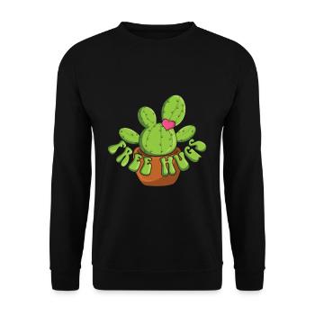 Umarmen Kaktus Lustiger Bauer Garten Hobbygärtner - Unisex Pullover - Schwarz - Vorne - Alina (178cm) & Michal (187cm)