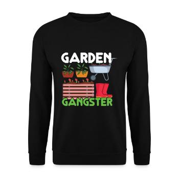 Garten Gangster Pflanzen Bauer Hobbygärtner - Unisex Pullover - Schwarz - Vorne - Alina (178cm) & Michal (187cm)