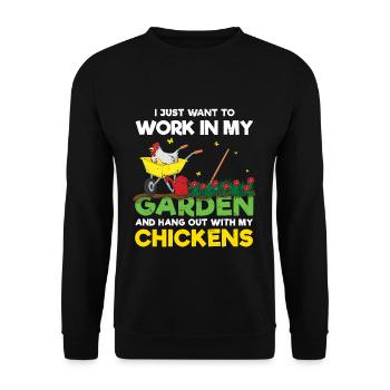 Work Garden Chickens Farm Garden Hobby Gardener - Unisex Sweatshirt - black - Front - Alina (178cm) & Michal (187cm)