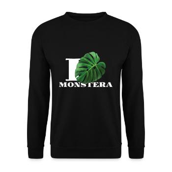 Liebe Monstera Pflanzengarten Hobbygärtner - Unisex Pullover - Schwarz - Vorne - Alina (178cm) & Michal (187cm)