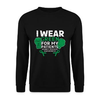 Tragen Sie grüne Patienten Nierenerkrankung Bewusstseinsmonat - Unisex Pullover - Schwarz - Vorne - Alina (178cm) & Michal (187cm)