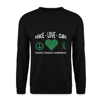 Love Wear Green Nierenkrankheit Bewusstseinsmonat - Unisex Pullover - Schwarz - Vorne - Alina (178cm) & Michal (187cm)