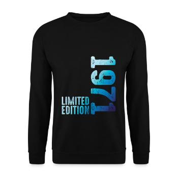Seit 1971 Jahr 1971 Retro Jahrgang 1971 Geburt - Unisex Pullover - Schwarz - Vorne - Alina (178cm) & Michal (187cm)
