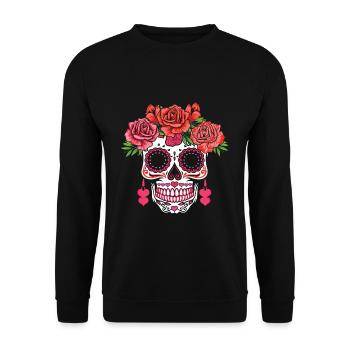 Saint-Valentin Sugar Bone Muertos Day Halloween - Sweat-shirt Unisexe - noir - Devant - Alina (178cm) & Michal (187cm)