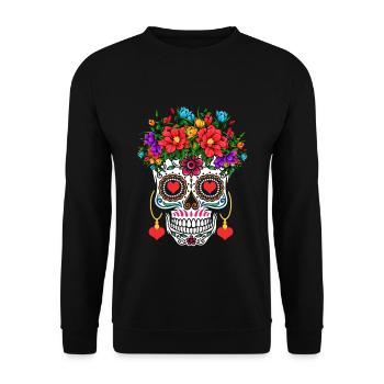 Valentines Sugar Bone Muertos Day Halloween - Unisex Sweatshirt - black - Front - Alina (178cm) & Michal (187cm)