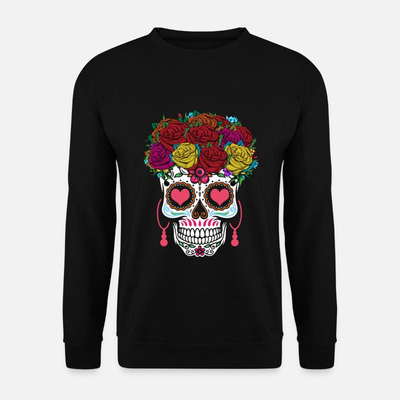 Roses Sugar Bone Muertos Halloween Saint-Valentin - Sweat-shirt Unisexe - noir