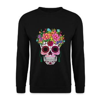 Sugar Bone Muertos coloré Halloween Valentines - Sweat-shirt Unisexe - noir - Devant - Alina (178cm) & Michal (187cm)