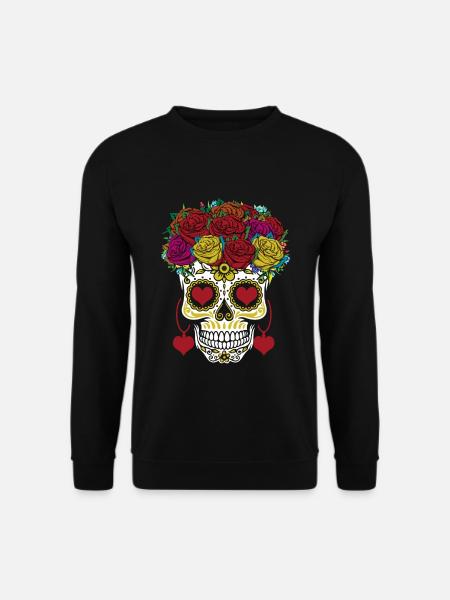 Rosen Zuckerknochen Halloween Valentinstag Muertos - Unisex Pullover - Schwarz