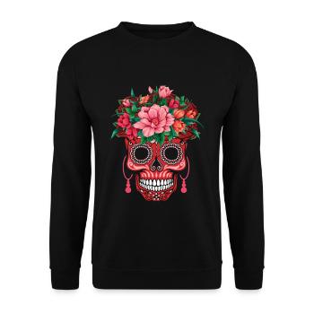 Coeurs Sucre Os Muertos Halloween Saint-Valentin Rouge - Sweat-shirt Unisexe - noir - Devant - Alina (178cm) & Michal (187cm)