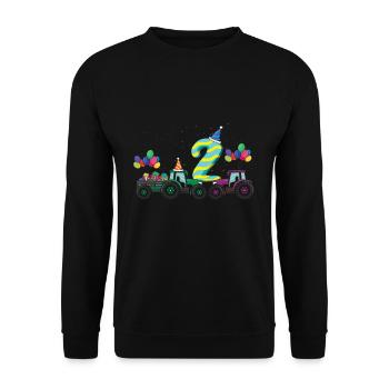 2 ans Enfants Naissance Tracteur Camion Agricole Agriculteur - Sweat-shirt Unisexe - noir - Devant - Alina (178cm) & Michal (187cm)