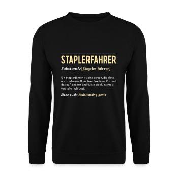 Forklift Driver Definition Meaning Truck Operator - Unisex Sweatshirt - black - Front - Alina (178cm) & Michal (187cm)