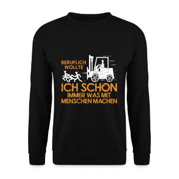 Funny Forklift Driver Truck Operator Forklift - Unisex Sweatshirt - black - Front - Alina (178cm) & Michal (187cm)