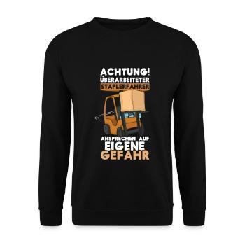 Danger Forklift Driver Operator Truck Forklift - Unisex Sweatshirt - black - Front - Alina (178cm) & Michal (187cm)