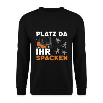Space Funny Forklift Driver Quotes Operator Truck - Unisex Sweatshirt - black - Front - Alina (178cm) & Michal (187cm)