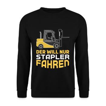 He Wants To Be A Forklift Driver Truck Operator - Unisex Sweatshirt - black - Front - Alina (178cm) & Michal (187cm)