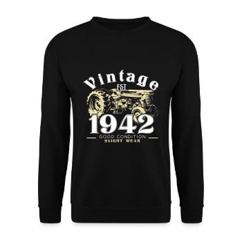 Vintage 1942 Traktor LKW Farm Farmer - Unisex Pullover - Schwarz - Vorne - Alina (178cm) & Michal (187cm)