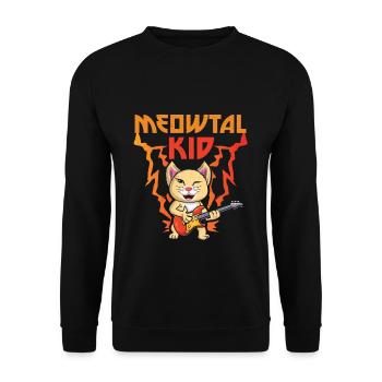 Heavy Meow Metal Kid Music Lover Guitar Cat - Unisex Pullover - Schwarz - Vorne - Alina (178cm) & Michal (187cm)