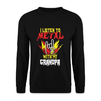Metal mit Opa Metal Kid Music Lover Rocker - Unisex Pullover - Schwarz - Vorne - Alina (178cm) & Michal (187cm)