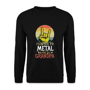 Metal mit Opa Metal Kid Music Lover Rocker - Unisex Pullover - Schwarz - Vorne - Alina (178cm) & Michal (187cm)