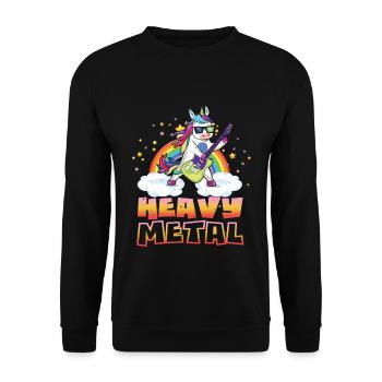 Metal Kid Music Guitar Licorne Heavy Rock - Sweat-shirt Unisexe - noir - Devant - Alina (178cm) & Michal (187cm)