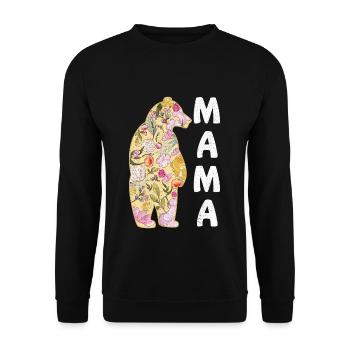 Bär Blumenblume Mama Beste Mama Glückliche Mütter Tag - Unisex Pullover - Schwarz - Vorne - Alina (178cm) & Michal (187cm)