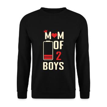 Funny Mom Quotes Mom Of Two Boy Happy Mother's Day - Unisex Sweatshirt - black - Front - Alina (178cm) & Michal (187cm)