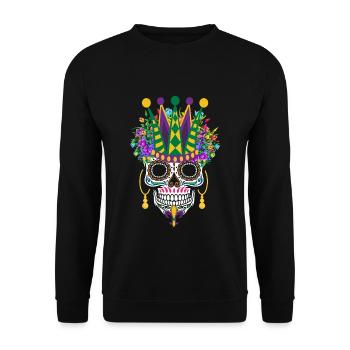 Dia De Los Muertos Mardi Gras Costume Flower Sugar - Unisex Sweatshirt - black - Front - Alina (178cm) & Michal (187cm)