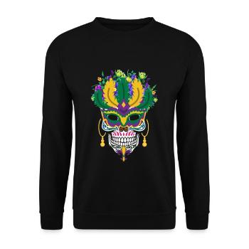 Dia De Los Muertos Mardi Gras Costume Flower Sugar - Unisex Sweatshirt - black - Front - Alina (178cm) & Michal (187cm)