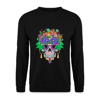 Mardi Gras Costume Flower Sugar Dia De Los Muertos - Unisex Sweatshirt - black - Front - Alina (178cm) & Michal (187cm)