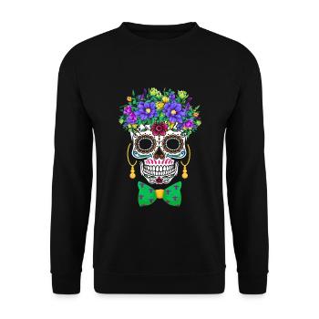 Mardi Gras Costume Fleur Sucre El Dia De Los - Sweat-shirt Unisexe - noir - Devant - Alina (178cm) & Michal (187cm)