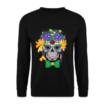 Mardi Gras Costume Flower Sugar Dia De Los Muertos - Unisex Sweatshirt - black - Front - Alina (178cm) & Michal (187cm)