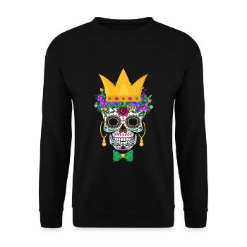 Mardi Gras Masque Fleur Sucre Dia de Los Muertos - Sweat-shirt Unisexe - noir - Devant - Alina (178cm) & Michal (187cm)