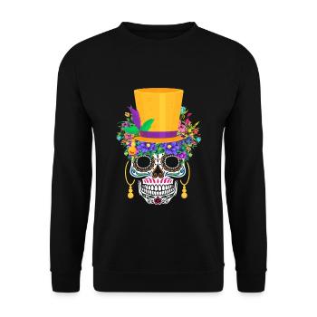 Mardi Gras Costume El Dia De Los Muertos Flower - Unisex Sweatshirt - black - Front - Alina (178cm) & Michal (187cm)
