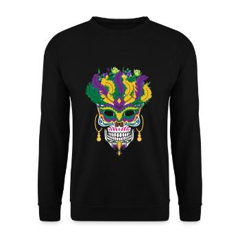 Mardi Gras Costume Dia De Los Muertos Flower Sugar - Unisex Sweatshirt - black - Front - Alina (178cm) & Michal (187cm)