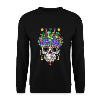 Mardi Gras Masque Fleur Sucre Dia de Los Muertos - Sweat-shirt Unisexe - noir - Devant - Alina (178cm) & Michal (187cm)