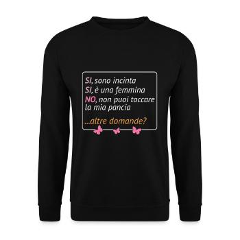 Pregnant Mom Baby Reveal Italian Mother's Day - Unisex Sweatshirt - black - Front - Alina (178cm) & Michal (187cm)