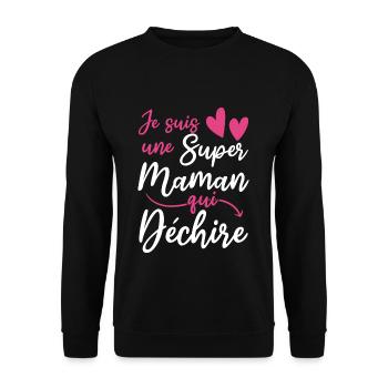 Super Mom Mommy Mama France French Mother's Day - Unisex Sweatshirt - black - Front - Alina (178cm) & Michal (187cm)